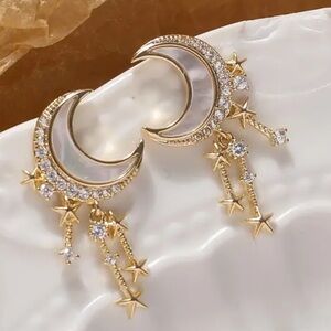 CRESCENT MOON & STARS EARRINGS-NEW